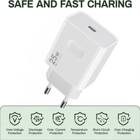Cargador Rápido Tipo C de 25W con Enchufe Europeo, Adaptador de Corriente de Pared USB-C de Carga Súper Rápida