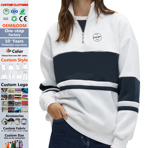 Personnalisé 1/4 Zip col montant épissage <span class=keywords><strong>sweat</strong></span> fermeture éclair sweats surdimensionné col rond <span class=keywords><strong>sweat</strong></span> femmes <span class=keywords><strong>sans</strong></span> cagoules - Product Image 1