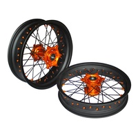 Roues à rayons de moto en alliage anodisé noir mat de 17 pouces à 36 rayons, roues Supermoto pour KTM EXC SXF SX 250 300 450