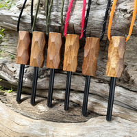 NOUVEAU Matériel de survie Bushcraft Manche en bois Ferro Rod Magnésium Allume-feu avec gâche et boussole pour le camping et la randonnée