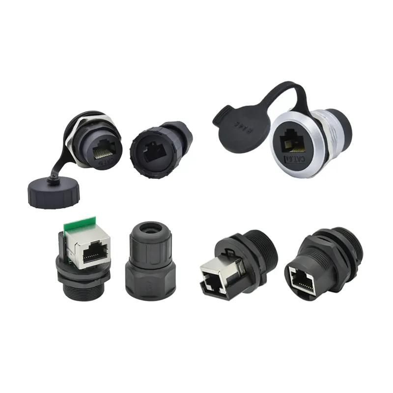 wholesale rj45 ethernet waterproof ip67 OEM rj45 panel mount connectors adapters male female waterproof connector rj45