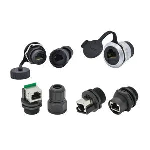 Conectores de montaje en panel rj45, adaptadores macho y hembra, impermeables, ip67, OEM, rj45, venta al por mayor