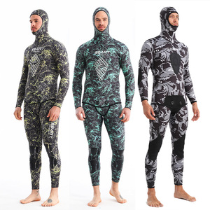 Traje de Buceo de Neopreno de 3 mm y 5 mm con Capucha, Traje de Buceo de Dos Piezas para Pesca Submarina y Buceo Libre - Product Image 1