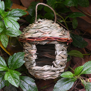 Nid d'oiseau en herbe tressé fait main, taille moyenne, ornement suspendu pour jardin, décoration extérieure pour oiseaux, origine Fujian - Product Image 3