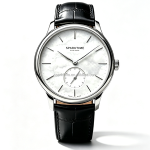 Reloj de Hombre Directo de Fábrica con Esfera Blanca Texturizada, Segundero Pequeño, Correa de Cuero, Reloj de Negocios para Vendedores Online - Product Image 1