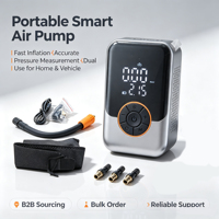 Compresseur d'air numérique portable sans fil multifonction pour voitures, gonfleur monocylindre avec moniteur de pression des pneus 150 psi