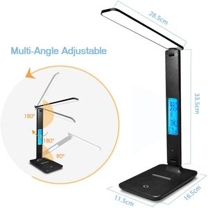 Lámpara de Mesa LED de 10W con Cargador Inalámbrico QI, Reloj Despertador, Protección para los Ojos, Puerto de Carga USB 5V 2.1A, Fuente de Alimentación CA, Cuerpo de Plástico - Product Image 4