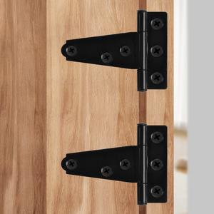 Bisagras de hierro en forma de T para puertas y ventanas, apertura de 180 grados, estilo industrial, par negro - Product Image 1
