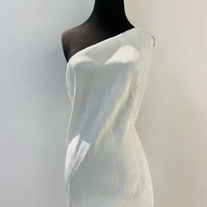 Tecido de rayon estampado têxtil branco 100% viscose para vestido de casamento