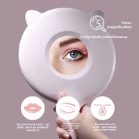 Miroir de maquillage double face portable avec cadre en plastique LED, éclairage USB rechargeable, variateur tactile, grossissement 5X, pour l'approvisionnement transfrontalier