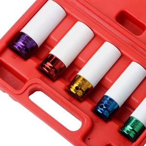 Colored Tire Protector <b>Socket</b> Set 5 Piece 1/2 Inch Extended Metric Auto Repair Tools - Product Image 2