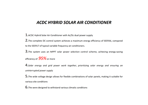 Système de climatisation hybride solaire énergie renouvelable <span class=keywords><strong>AC</strong></span>/DC de haute qualité 24000 BTU - Product Image 6