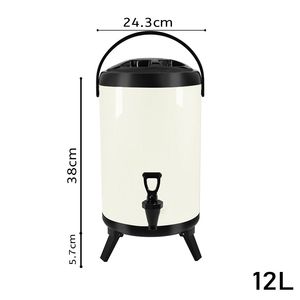 12L Stainless Steel Insulated <b>Drink</b> <b>Dispenser</b> With Faucet For Hot And Cold Beverages White Barrel - Product Image 6