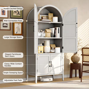 خزانة مطبخ مقوسة بارتفاع 71 بوصة من الشركة المصنعة للأثاث، خزانة مطبخ مقوسة بـ 5 طبقات مع أبواب ورفوف - Product Image 5