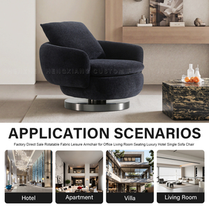 Girevole Hotel di lusso singolo divano sedia girevole in tessuto per il tempo libero poltrona per ufficio soggiorno vendita diretta della fabbrica grande arredamento - Product Image 3