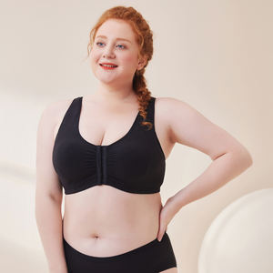 Ropa interior de talla grande para mujer, cierre frontal, cobertura completa, soporte trasero, Sujetador de algodón inalámbrico para adultos, talla grande, BRAS, correas finas, tetona - Product Image 3