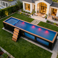 Piscine de nage extérieure de luxe en fibre de verre, très grande, avec fenêtre en verre, préfabriquée, en conteneur maritime, 20ft 40ft
