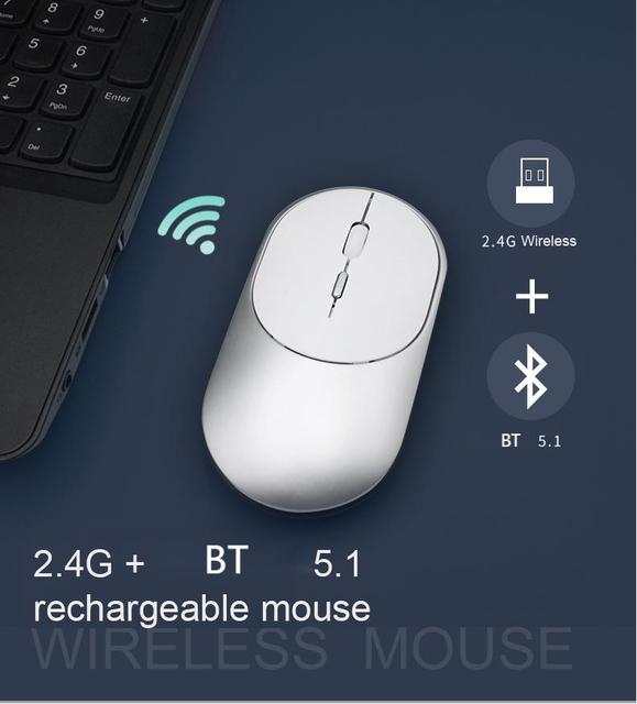 For xiaomi BT 2.4G Wireless Rechargeable Mouse Optical USB Gaming Computer Charing Thin Portable Mouse New Arrival
