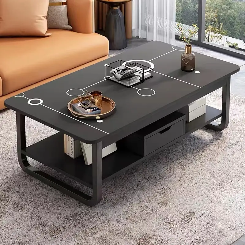 家庭用家具シンプルモダンブラックホワイト木製コーヒーテーブル長さ120cmソファサイドテーブル