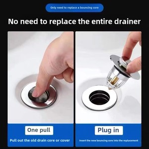 <b>Smart</b> <b>Home</b> Products ABS Core Drain Wash Basin Stopper with Press Filter Basket Accessories - Product Image 4