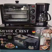 Station de petit-déjeuner 3-en-1 multifonctionnelle pour agents d'achat en gros : machine à café, grille-pain et poêle antiadhésive avec contrôle de température