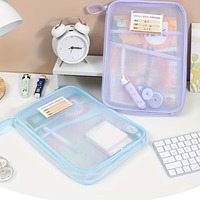 Organizador de Documentos Transparente en Forma de L, de Gran Capacidad, Duradero, de Nailon, con Cierre, para Oficina y Escuela
