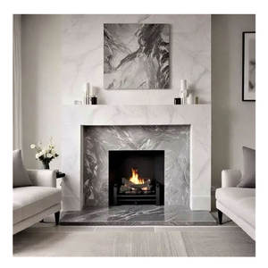 Chimenea de mármol blanco, chimenea decorativa independiente para interiores, chimenea tallada a mano, marco de chimenea elegante - Product Image 2