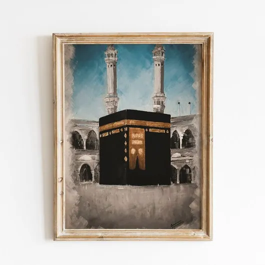 Islamitische Wall Art Set Van 3 Prints Van Islam Landmarks Kaba Mekka Koepel Van Rock <span class=keywords><strong>Al</strong></span> Aqsa En Moskee Nabawi voor Home Decor
