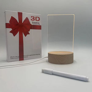 Diy Creative Gift LED Night Lamp Erasable Transparent Acrylic Message <b>Note</b> Board with USB 3D Effect Plug-In Power Supply - Product Image 3
