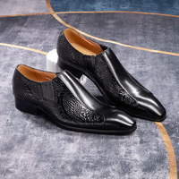 Chaussures habillées F510-MC603 de luxe en cuir véritable pour hommes, mocassins à enfiler en cuir de vachette gaufré, style Oxford, pour affaires et occasions formelles