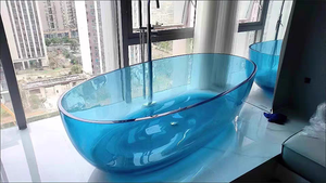 <span class=keywords><strong>Prix</strong></span> d'usine Italie Design Offres Spéciales Résine Pierre Baignoire Transparente Facile À Nettoyer Baignoire Transparente Autoportante Trempage sur Remise - Product Image 6