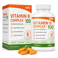 Günlük Beslenme Desteği için Tiamin, Riboflavin, Niasin, Biotin, Folat ve B12 içeren Sürekli Salınımlı Vitamin B Kompleksi Tabletleri