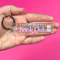 Porte-clés en acrylique pour club de lecture, cadeau pour les amoureux des livres, porte-clés personnalisé mignon, breloques en plastique acrylique imprimées sur mesure