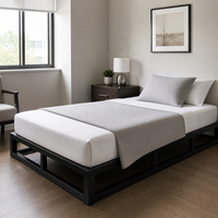 Cadre de lit plateforme en métal robuste Twin XL avec lattes en acier, démontable, sans sommier, pour dortoir et hôpital