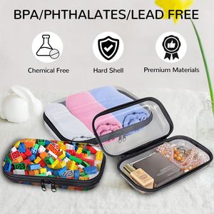 Sac de rangement portable de voyage en PVC transparent avec fermeture éclair, personnalisable avec logo, pour blocs de construction, puzzles, cosmétiques et maquillage – Vente en gros - Product Image 6