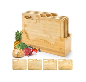 Ensemble de planches à découper en bambou avec support et index de classification, planches à découper en bois pour la classification des aliments en cuisine, fournitures d'épicerie - Product Image 1