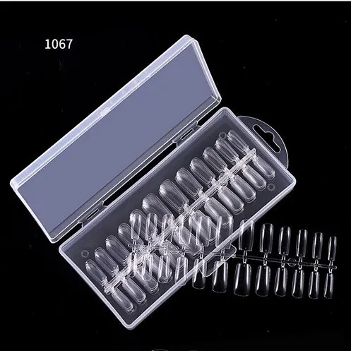 240pcs 12 size Nail Tips Full Cover Acrylic False Nails Round Head Soft Gel Thin Nail Art Tips