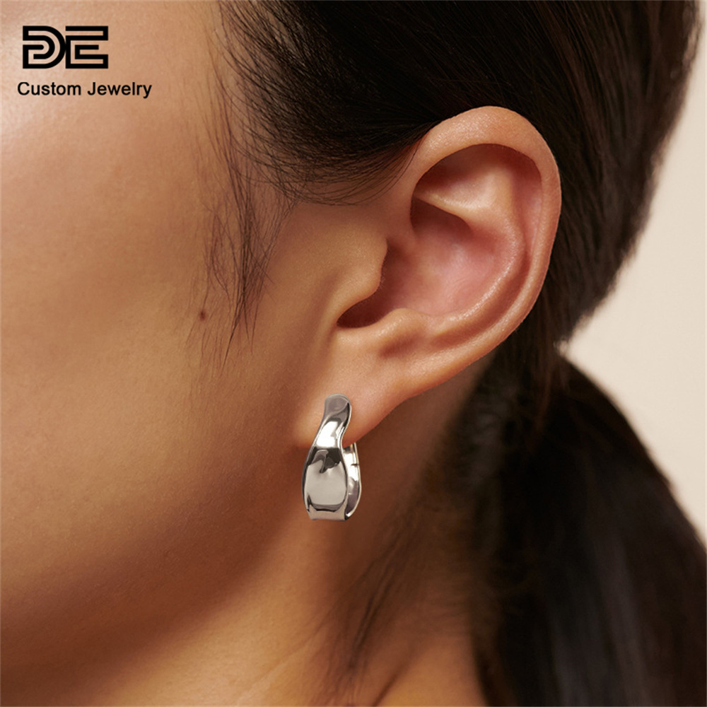 DE 18K Gold Plated S925 Sterling Silver Fashion Irregular Dangle Stud Earrings Chic Fine Jewelry for Women