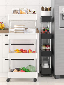 Chariot de rangement mince à 4 niveaux de haute qualité chariot utilitaire roulant de type debout avec fonction coulissante en plastique durable - Product Image 5