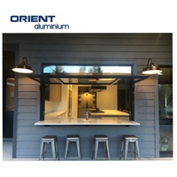 Ventana plegable bifold de aluminio, ventana de vidrio americana Vertical enrollable, rejilla para Bar, tienda y café
