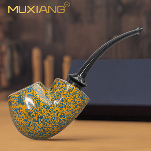 Muxiang Tobacco Pipe Bent Type Lacquered Wood Smoking Pipe With Filter Retro Style Personal Gift - Product Image 1