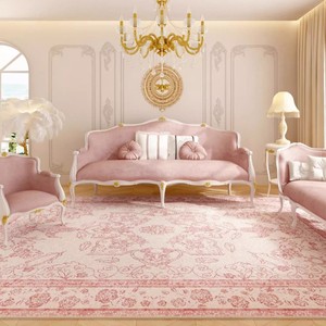Tapis de salon de style <span class=keywords><strong>persan</strong></span>, imprimé de plantes et de fleurs, motif rose princesse, doux, facile d'entretien, pliable - Product Image 1