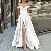 Droma Amazo Hot Style Fashion Elegant Candy Color High Split One Shoulder Stylish Sexy Dress Luxury for Women