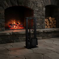 Meilleures ventes : ensemble d'outils de foyer en métal noir en forme de feuille pour cheminée domestique