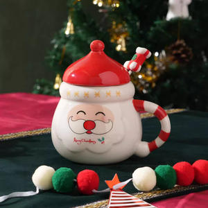 Tasses en céramique en forme de Père Noël, exportation transfrontalière, mugs avec couvercles, tasse à eau de Noël - Product Image 5