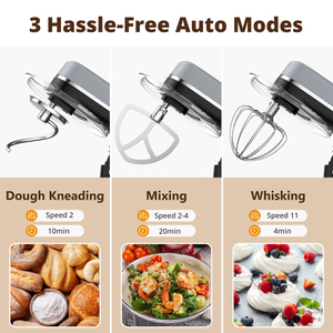 [F] Mezclador de pie con pantalla táctil LED y temporizador-Mezclador de masa con cabezal inclinable de 11 velocidades Mezclador eléctrico de cocina para hornear pasteles de pan - Product Image 4