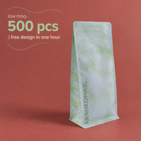 Pochette d'emballage de café en papier kraft avec soufflet latéral de 1 lb, fermeture éclair et impression personnalisée, OEM ODM