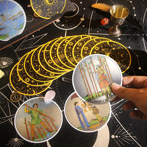 Alta calidad especial oro 78 tarjetas de PVC Rider espera con caja hoja de oro cartas de <span class=keywords><strong>Tarot</strong></span> redondas - Product Image 1