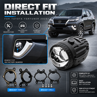Projecteur de feux antibrouillard LED à faisceau laser pour Toyota Fortuner 2020+, lentille tricolore de 2 pouces avec support pour la rénovation des phares avant