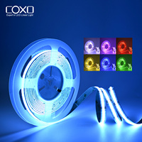 Tira de Luces LED COB RGB RGBW RGBCCT COXOSTAR, 12 Voltios 24 Voltios, Flexible, Fácil Instalación, Cortable, para Iluminación Decorativa